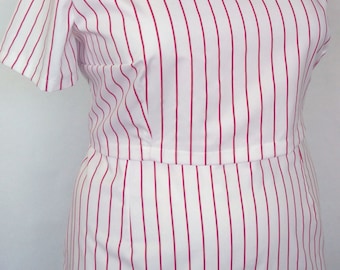 NEW! Red White Stripe Twill Weave Top PLUS SIZE Size 18 20 22 24 26 28 30