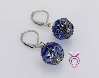 Handcrafted Royal Blue Glass Earrings