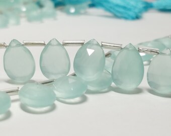 Seafoam Chalcedony Hydro Quartz Faceted Pear Briolettes 12mm to 13mm