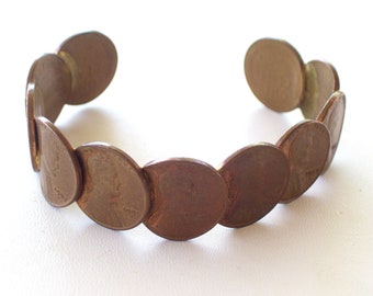 Vintage Copper Pennies Cuff Bracelet, 1910's-1960's Pennies, Vintage Copper Bracelet, Wheat Penny Jewelry, Coin Bracelet, Penny Bracelet