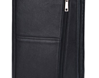 Personalized Business Portfolio/Padfolio/3-Ring Binder Folder Organizer For Left/Right Handed User with Detachable iPad-2/3/4 Holder Black