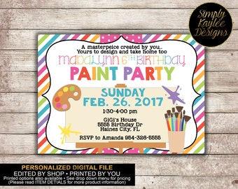 Art Party Invitation - Paint Party Invitation