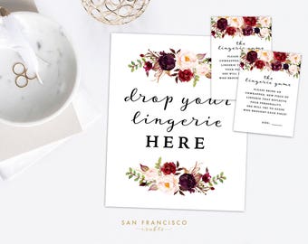 Lingerie Game Insert and Sign - Bridal Shower Game, Bachelorette Party Game - HOLLY Collection - Instant Download PDF Files