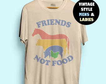 Friends Not Food T-shirt Vintage Tshirt Tee Gift for Vegan Shirt Vegetarian Natural Cute Tops Hippie 70s 80s 90s Hipster Gardening Foodie Au