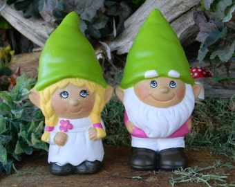 Gnome Wedding Cake Topper... The Gnomelyweds Wedding gnomes Custom painted ...... Gnomeo and his Juliet Painted to your order