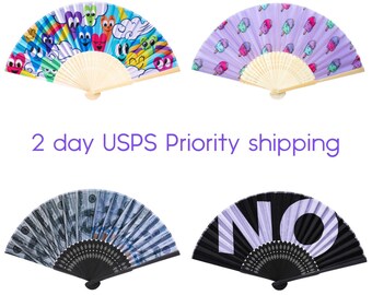 2 Day USPS Priority shipping hand fans