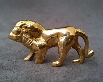 Small Brass Lion Figurine, Brass Animal, Brass Lion Miniature, Collectible Small Brass Figurines, Safari Decor, Gift for Lion Lovers