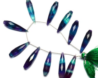 Natural Gemstone Multi Color Fluorite Super Quality 35x8MM Approx. Faceted Teardrop Briolettes 7 Inch Full Strand Super Fine Quality Beads