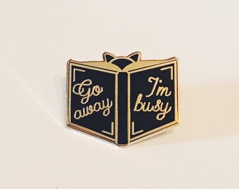 Go Away - Enamel Pin - Lapel Pin - cat-book