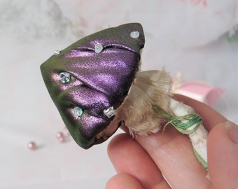Purple Mushroom Brooch Ultraviolet Brooch Ultra Violet Jewelry Handmade Jewelry Soft Mushrooms Sculpture Textile Forest Natural Gift for her