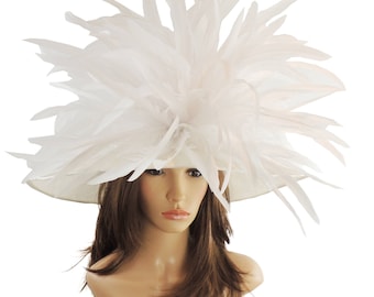 White Collared Dove Hat for Kentucky Derby, Weddings (40 colours available)
