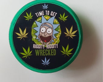 herb grinder plastic magnetic rick and morty design green grinder with storage compartment