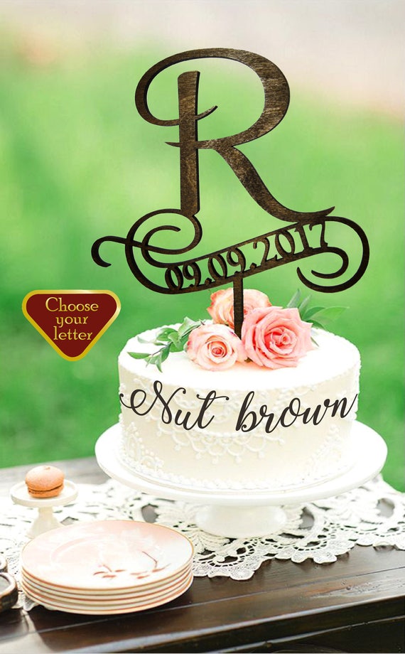 R Cake Topper Toppers For Wedding Date Rustic Gold CT106 R Cake Topper Toppers For Wedding Date Rustic Gold CT106