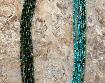 Turquoise & Green Multi Strand Necklace