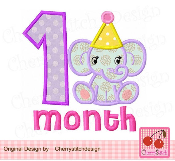 Baby 1 month for girlsBirthday number 1Baby elephant New