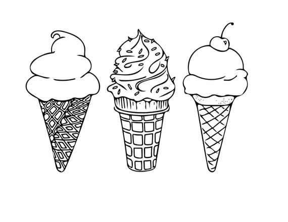 Download PRINTABLE COLORING SHEET Instant Download Ice Cream Cones