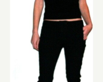 Moving Sale Sweetest Vintage Black Embroidered Cotton Capris- Size 34" Waist