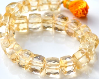 AAA Citrine Faceted 9mm Cube Beads 2