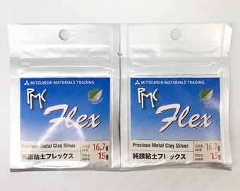 2pcs set PMC Flex 15g, Slow Dry Silver Metal Clay, Precious metal clay, Jewelry Making