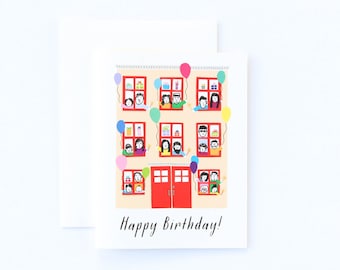 Birthday Card, Townhouse Card, Kids Birthday Card, NYC Birthday Card, Celebration Birthday Card