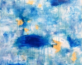In A Dream - Large Original Acrylic Painting With Gold Leaf - 30x40x1.5