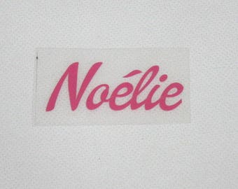 Name in flex fusible text and colors to choose Dollie script