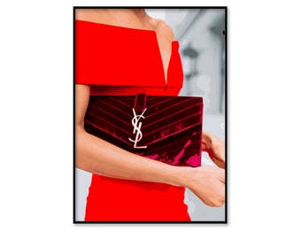 Yves Saint Laurent bag, YSL bag, fashion wall art, fashion photography print, fashion illustration, digital download, instant, printable art