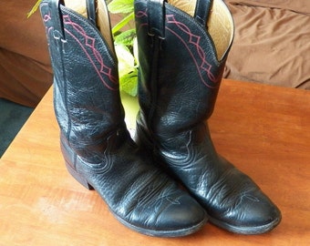Vintage Black with Red Trim Nocona Men's Cowboy Boots