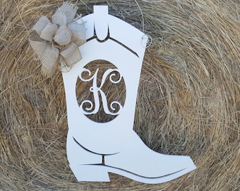 Boot Door Hanger - Cowgirl - Cowboy - Western Wreath - Western Wreath