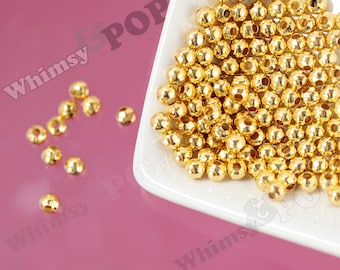5mm - Gold Tone Round Spacer Beads, Mini Spacer Beads, 5mm Spacer Beads, 2mm Hole, 50 - 250pcs (C1-27)
