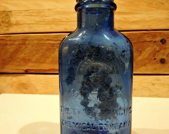 Milk Of Magnesia Vintage Bottle,Charles Henry Phillips, Cobalt Blue Bottle, Glass Bottle, USA