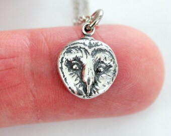 Barn Owl Pendant Necklace in Sterling Silver 369