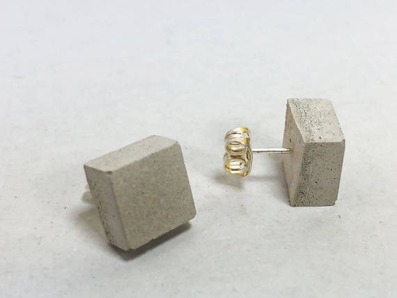 Concrete stud earrings Concrete jewelry gray gift for women handmade jewelry