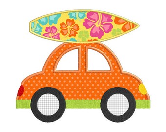 Summer Surf Car Individual APPLIQUE Machine Embroidery Designs