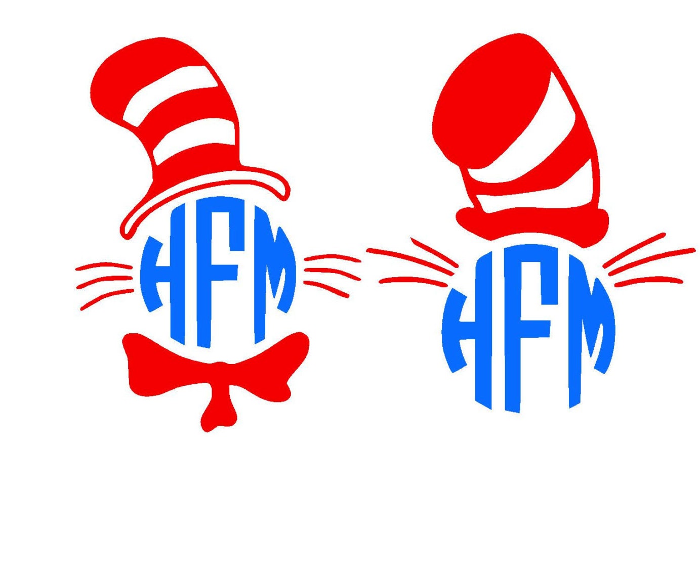 Download Cat Hat Monogram SVG Read Across America svg or Silhouette