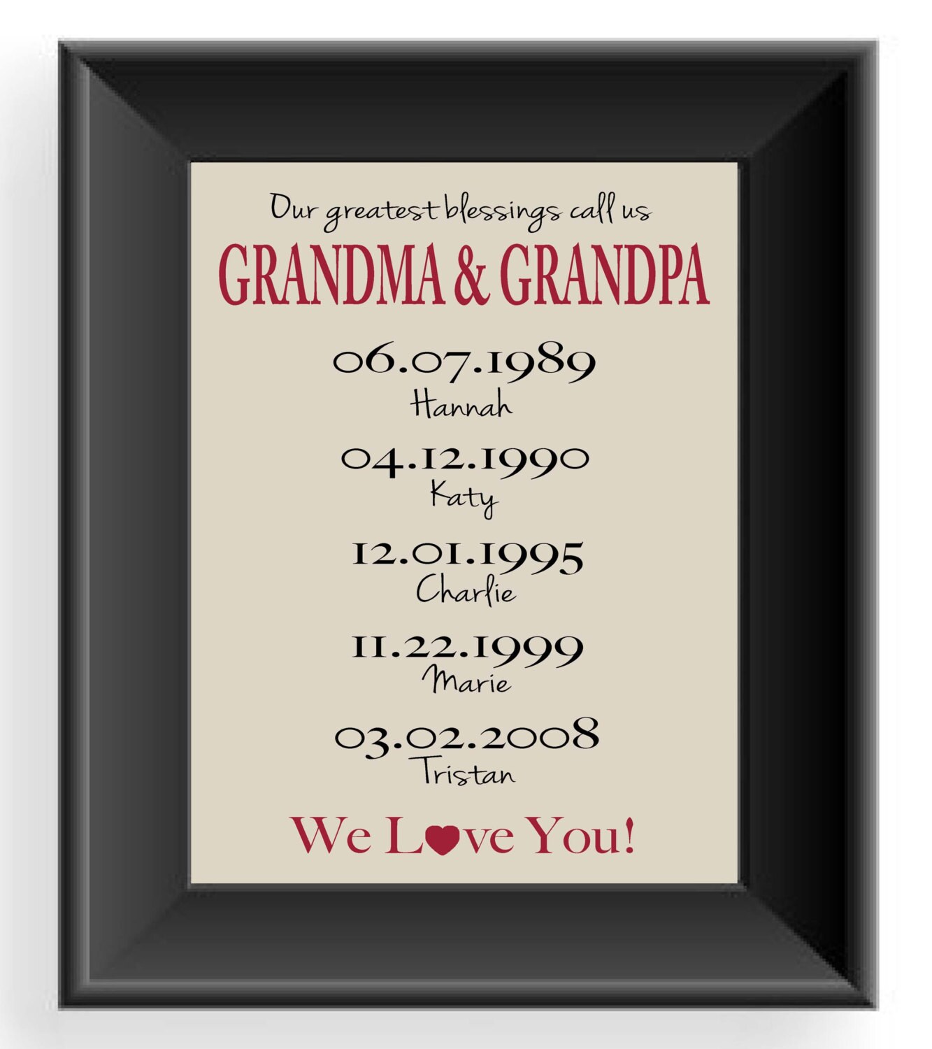 Personalized GRANDPARENTS Gift Print Gift for Grandma
