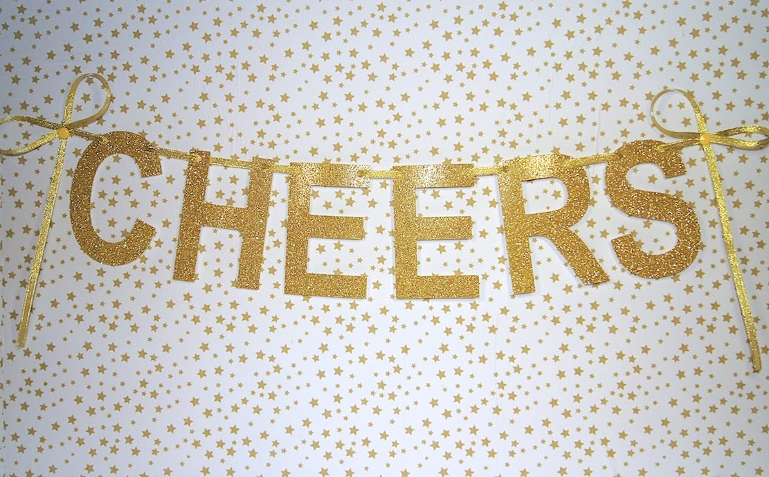 Cheers Gold Glitter Banner