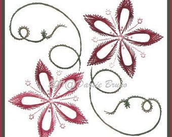 Floral Hibiscus Flower Embroidery Pattern for Greeting Cards