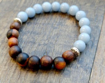 Take Flight~ tiger ebony and angelite stacking bracelet
