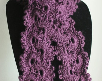 READY TO SHIP! Beautiful Plum Queen Anne's Lace Handmade Crochet Scarf