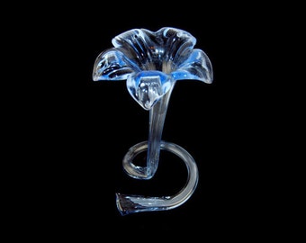 Vintage Art Glass Light Blue Trumpet Flower Vase