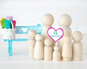 5 Families of 8 Wooden Peg Dolls - Unfinished Wooden People - Large Family wooden peg dolls - 40 Wooden dolls - Wooden Family - DIY Crafts