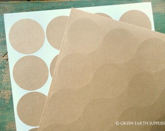 100 Kraft Stickers 2" circles, recycled stickers, eco-friendly stickers, 2 in. (51mm) round stickers, grocery bag stickers (5 sheets)