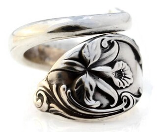 Spoon Ring Sterling Silver Enchanting Orchid Westmorland Silver 1950 Size 6-15