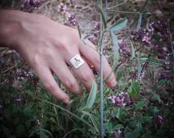 Sterling Silver Square Ring "Tree"