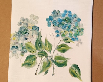 Hydrangea Cotton Huck Kitchen Towel