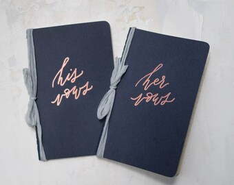 Navy Calligraphy Vow Books (Set of 2) / Personalized Vow Journals