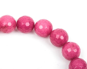 4mm Round Faceted RASPBERRY PINK JADE Gemstone Beads, full strand gjd0102