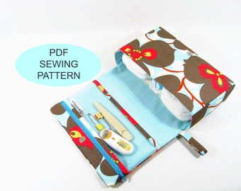 PDF sewing tutorial and pattern, make your own bag, instant download, diy sewing diaper clutch with clear zipper pouch