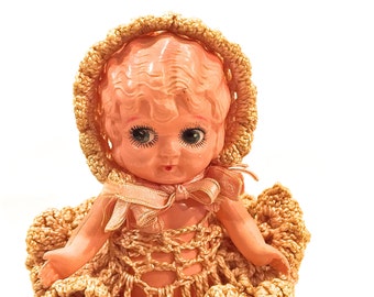 Vintage KEWPIE Doll, Celluloid Doll, Bobbed Hair, Googly eyesPenny Doll, 6 inch doll, Plastic Carnival Doll, Made in Japan, Circa 1930s